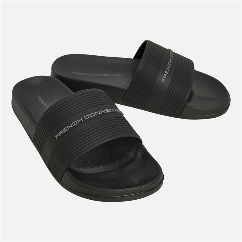 French Connection Boys Strap Sliders Black