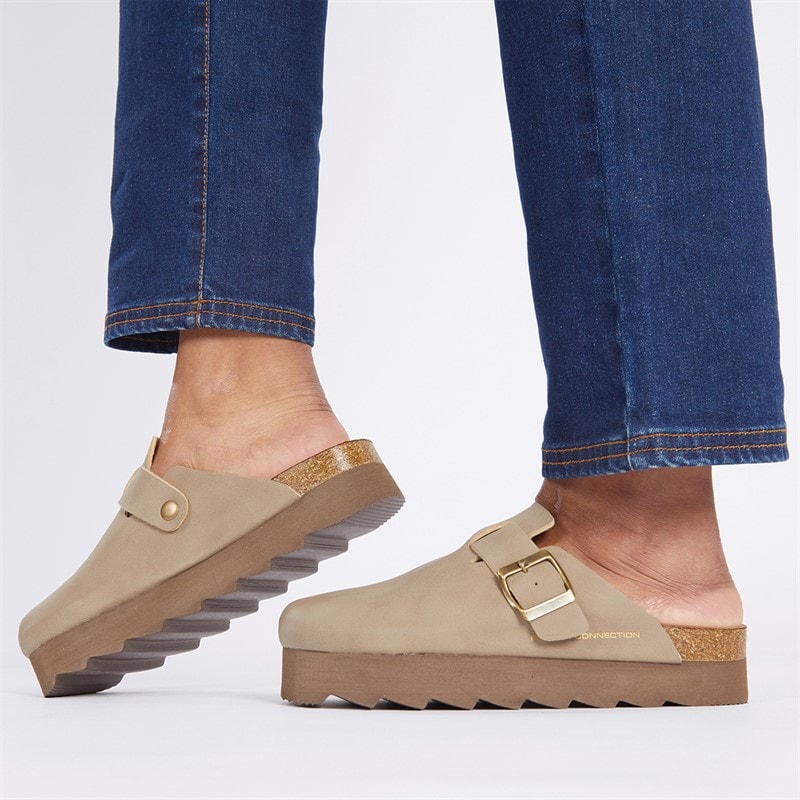 French Connection Womens Chunky Clog Sandals Sand