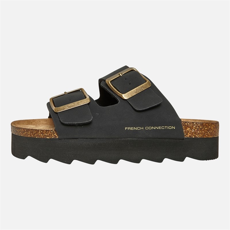 French Connection Womens Chunky Double Buckle Sandals Black - Image 2