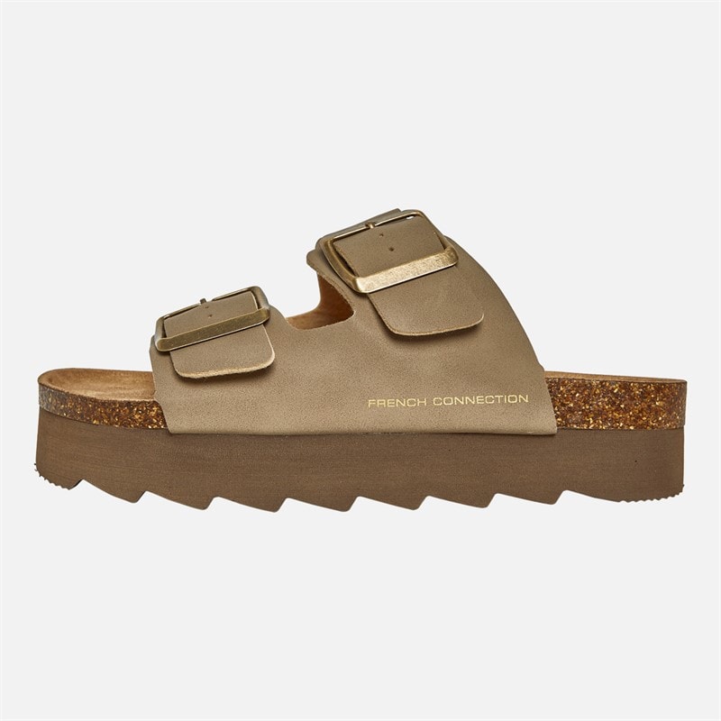 French Connection Womens Chunky Double Buckle Sandals Sand - Image 2