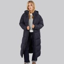 French Connection Womens Row Long Puffer Coat Midnight