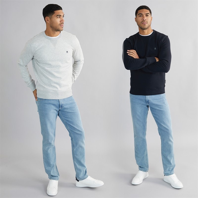 French Connection Mens FC Crew Two Pack Sweatshirts Multi 3 - Marine/Light Grey Marl - Image 3