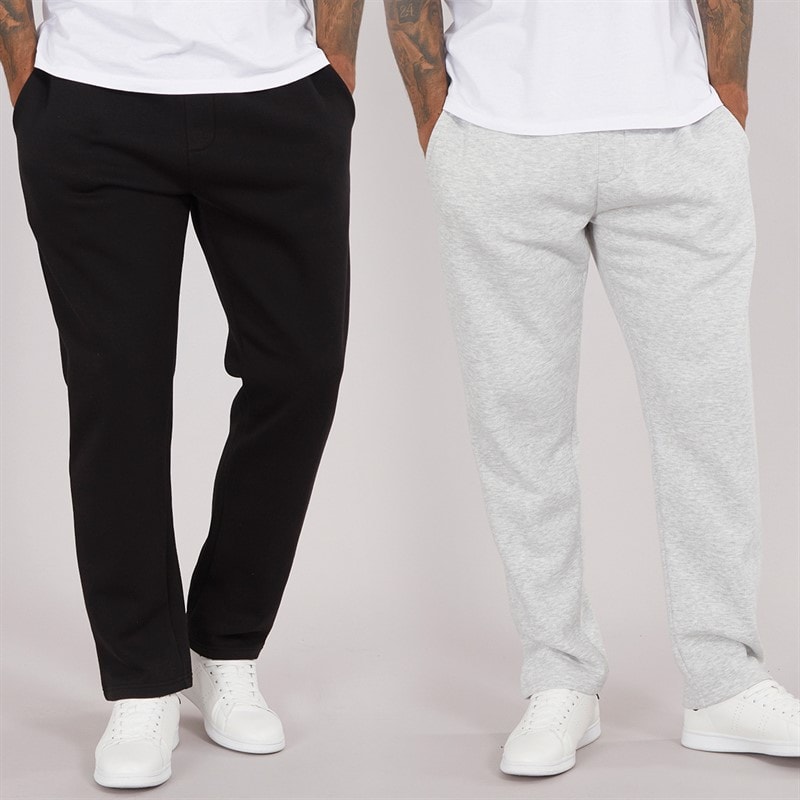 French Connection Mens FC Two Pack Open Joggers Black/Light Grey Marl