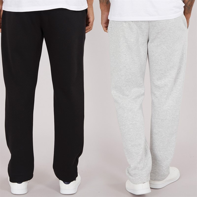 French Connection Mens FC Two Pack Open Joggers Black/Light Grey Marl - Image 2