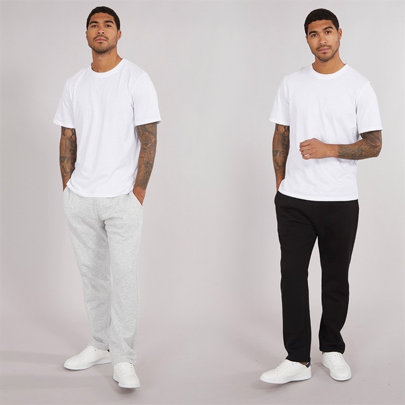 French Connection Mens FC Two Pack Open Joggers Black/Light Grey Marl - Image 3