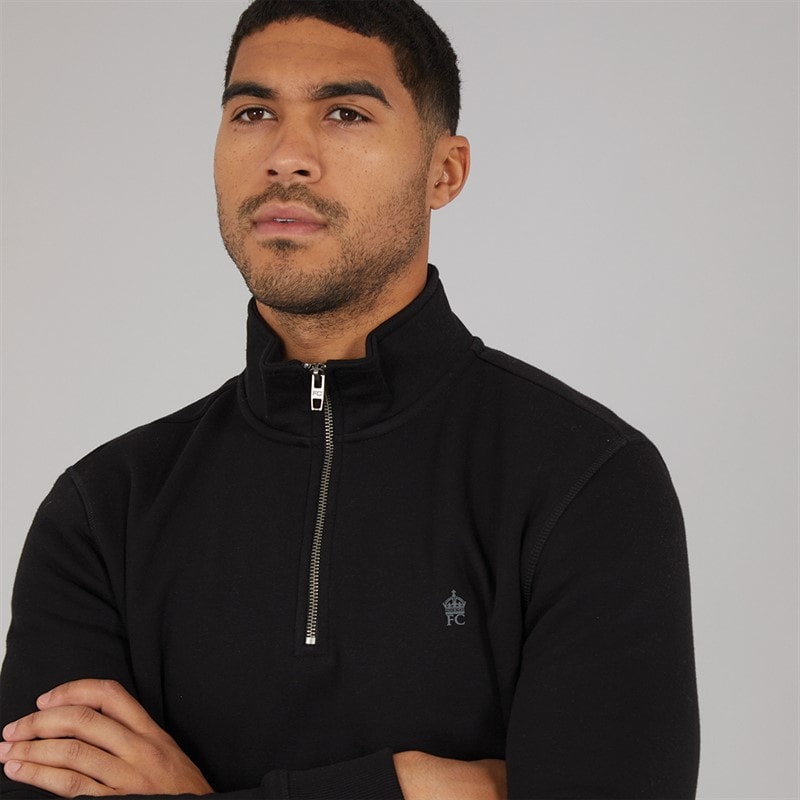 French Connection Mens FC 1/2 Zip Tracksuit Black - Image 3