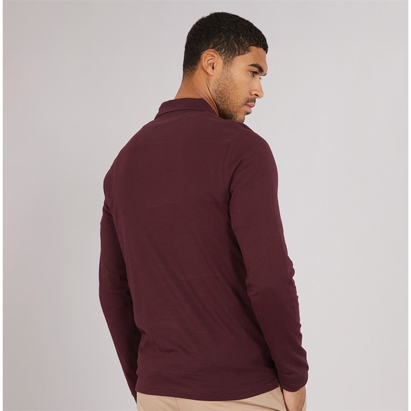French Connection Mens Long Sleeve J Polo Shirt Chateaux/Marine - Image 2