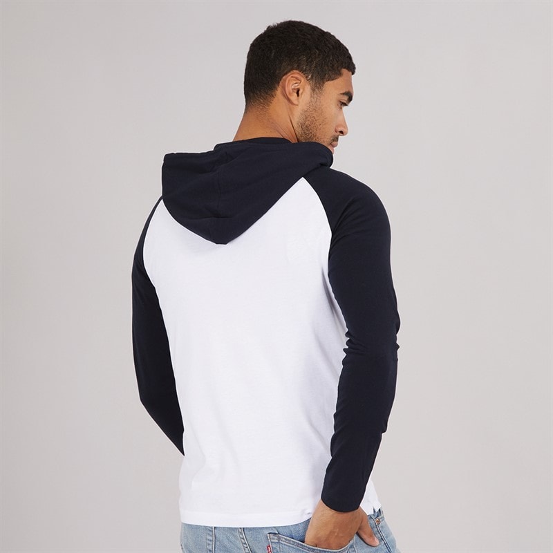 French Connection Mens Raglan Hooded Top White/Marine - Image 2