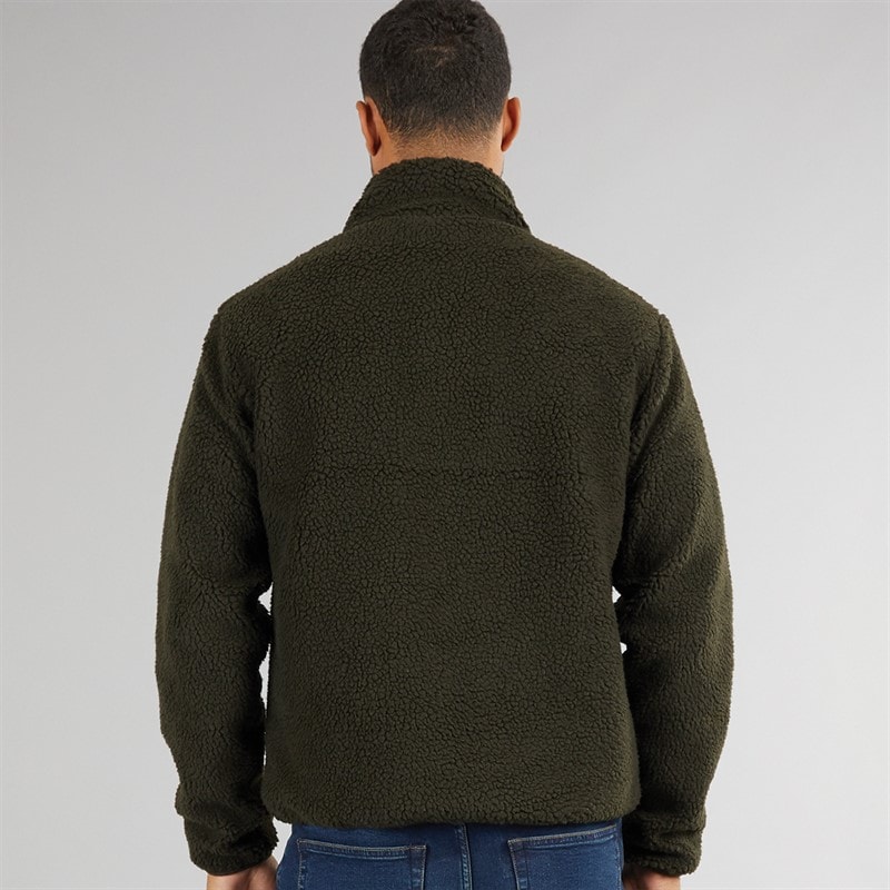 French Connection Mens Borg Funnel Neck Fleece Khaki - Image 2