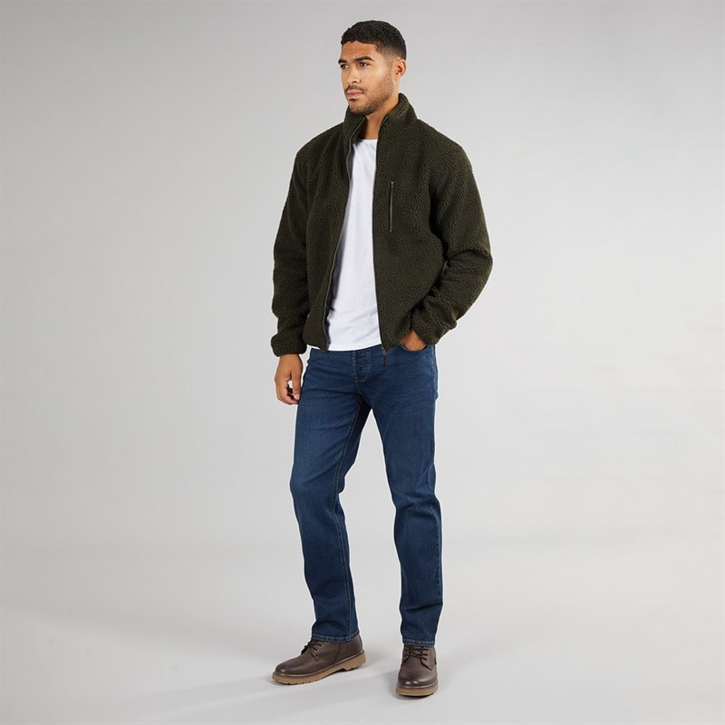French Connection Mens Borg Funnel Neck Fleece Khaki - Image 4