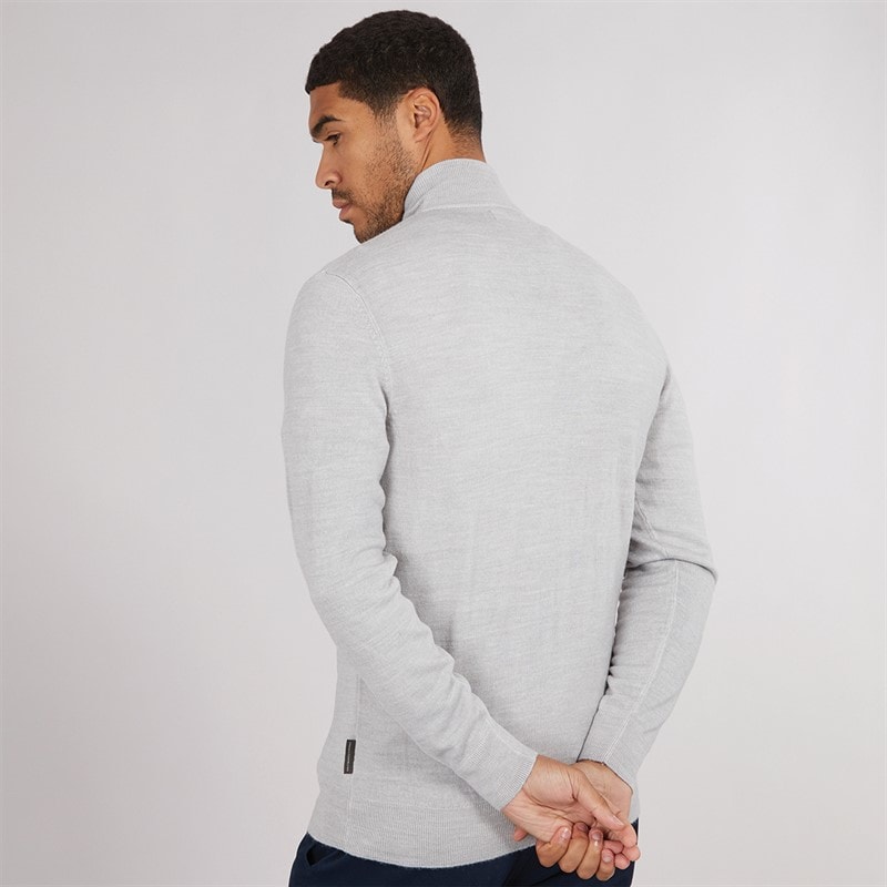 French Connection Mens Cash 1/2 Zip Jumper Light Grey Mel - Image 2