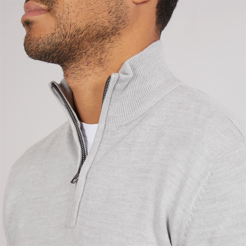 French Connection Mens Cash 1/2 Zip Jumper Light Grey Mel - Image 3