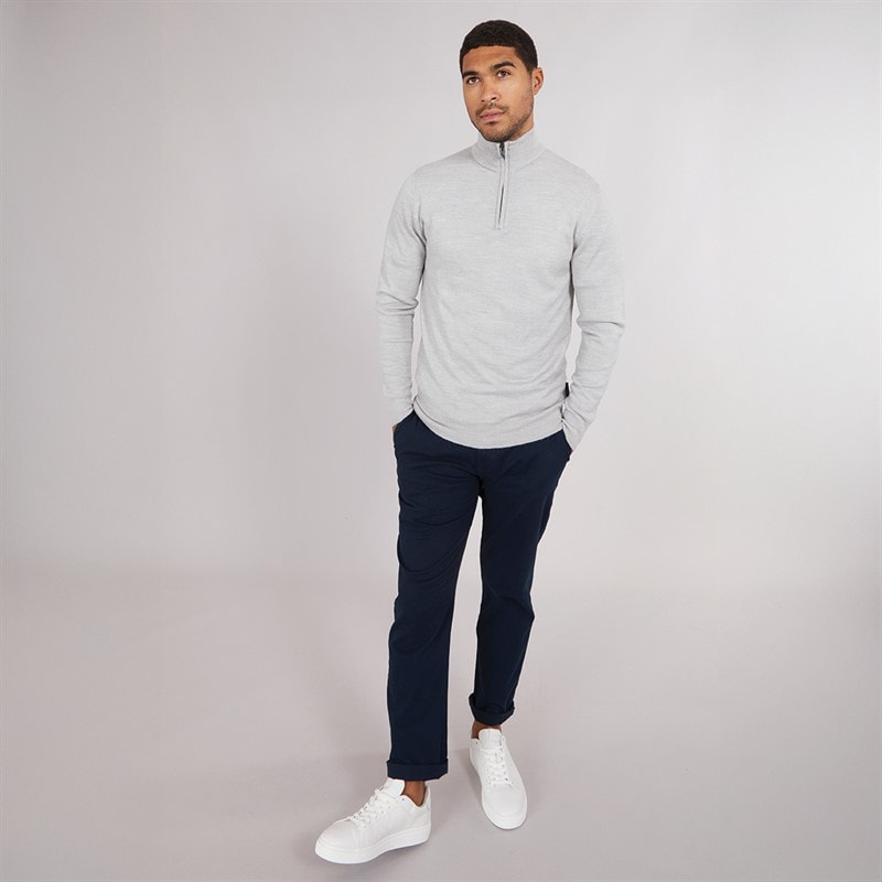 French Connection Mens Cash 1/2 Zip Jumper Light Grey Mel - Image 4