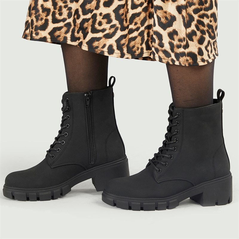 French Connection Womens Chunky Lace Boots Black