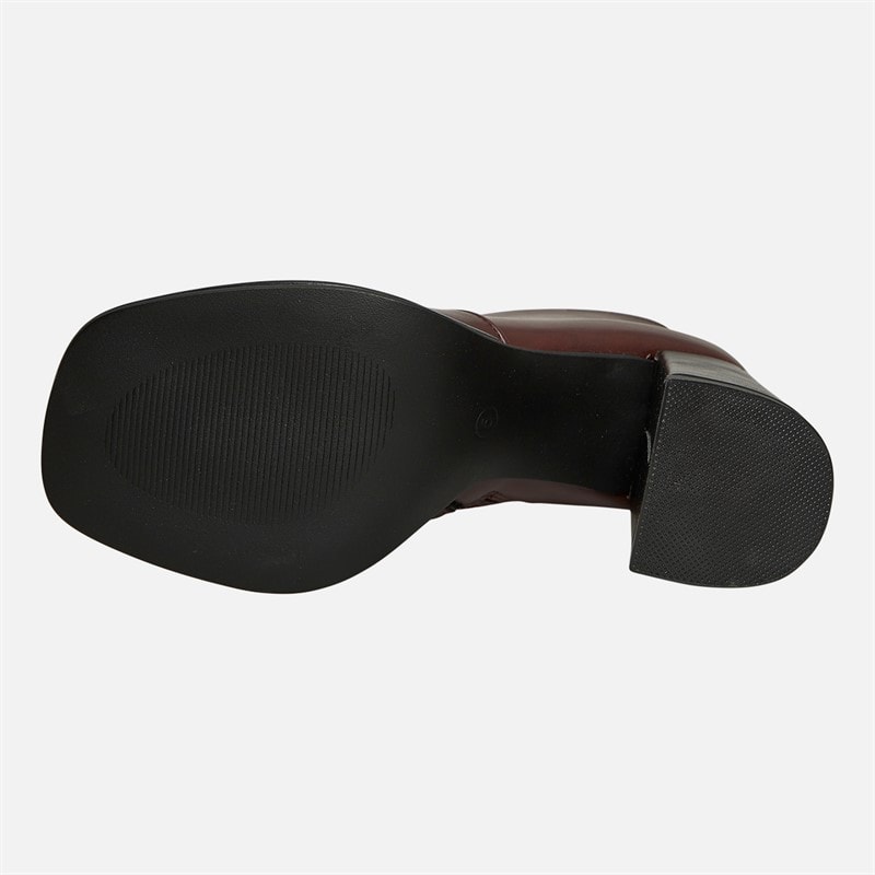 French Connection Womens Square Toe Heel Boots Burgundy - Image 3