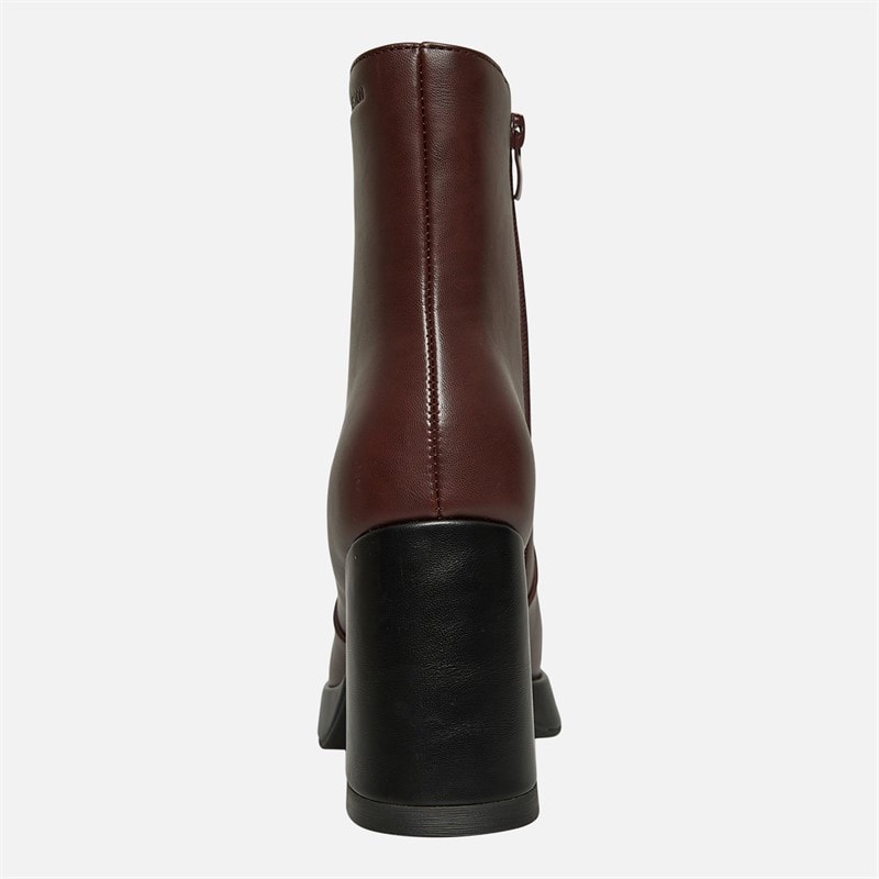 French Connection Womens Square Toe Heel Boots Burgundy - Image 4