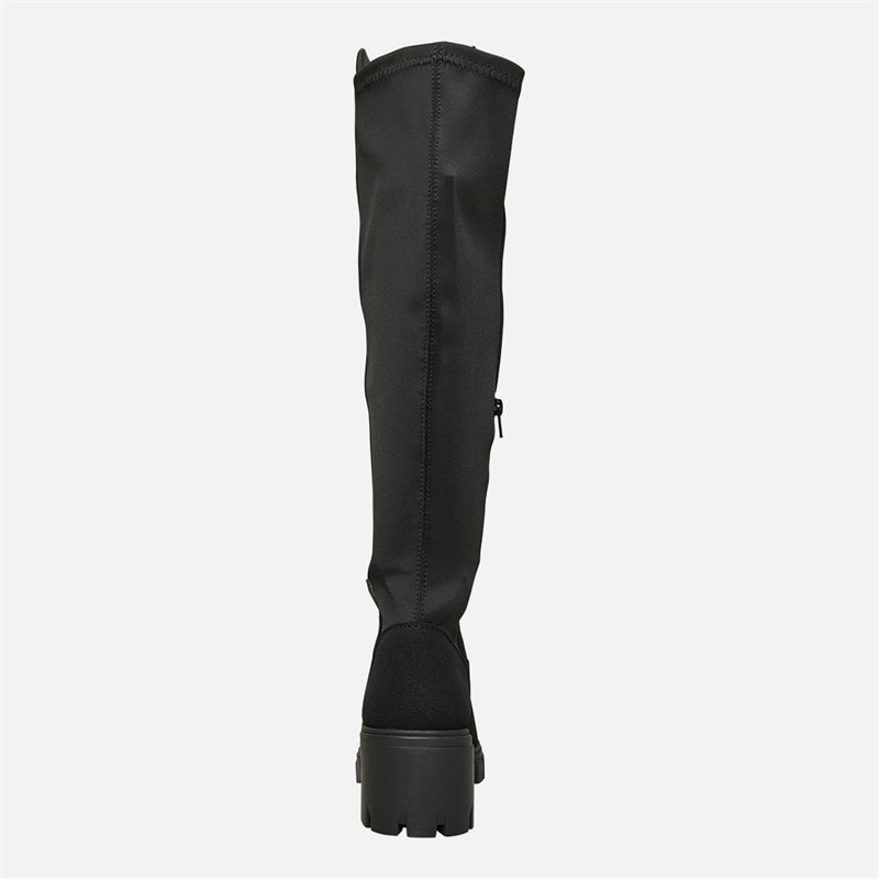 French Connection Womens Chunky Knee High Stretch Boots Black - Image 3