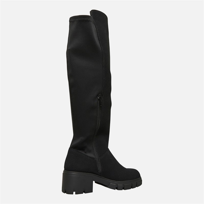 French Connection Womens Chunky Knee High Stretch Boots Black - Image 5