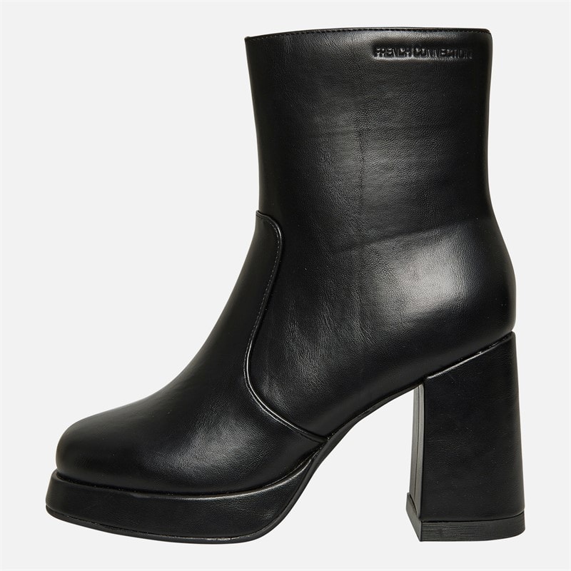 French Connection Womens Square Toe Heel Boots Black - Image 2
