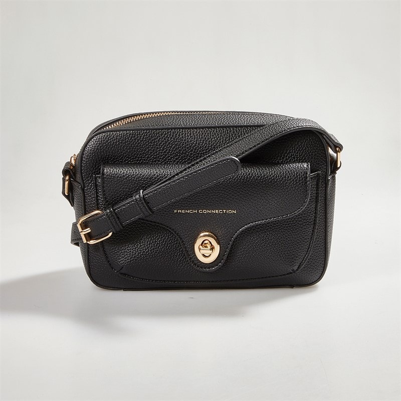 French Connection Womens Buckle Cross Body Bag Black - Image 3