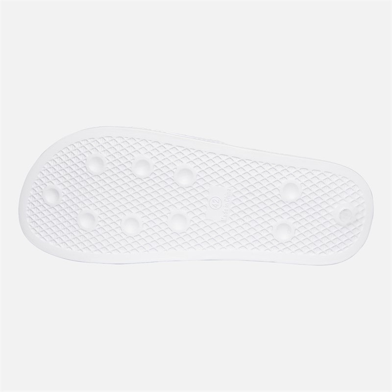 French Connection Mens Strap Sliders White/Black Logo - Image 3