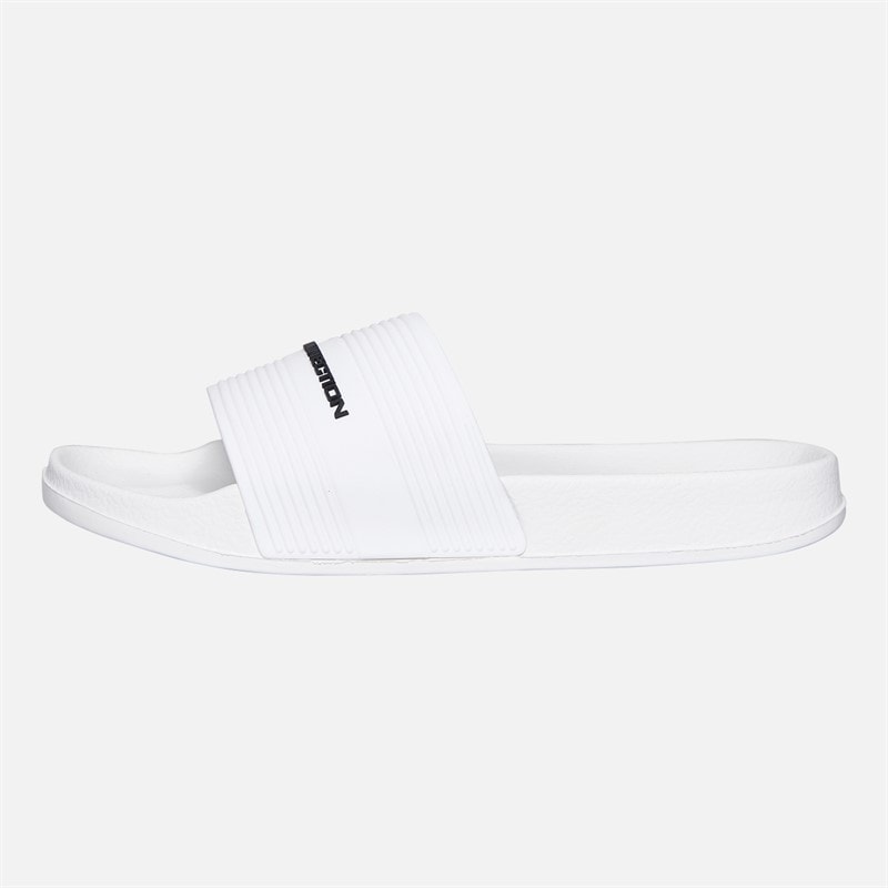 French Connection Boys Strap Sliders White/Black Logo - Image 2