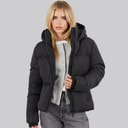 French Connection Womens Row Short Puffer Coat Black