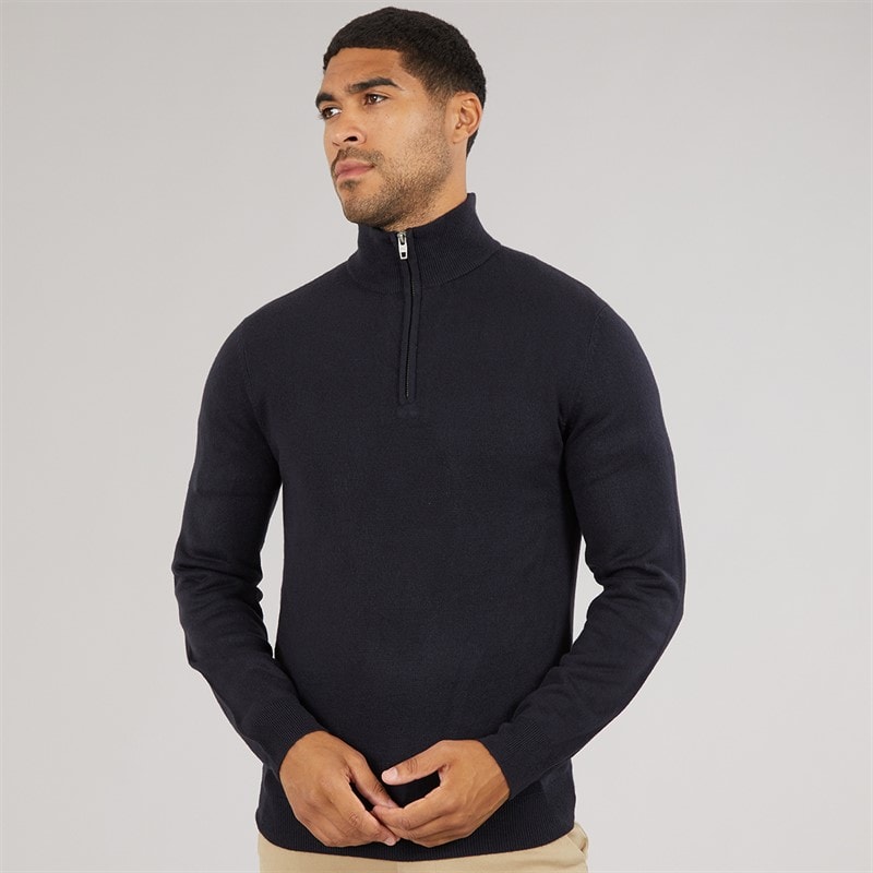 French Connection Mens Cash Half Zip Jumper Marine - Image 3