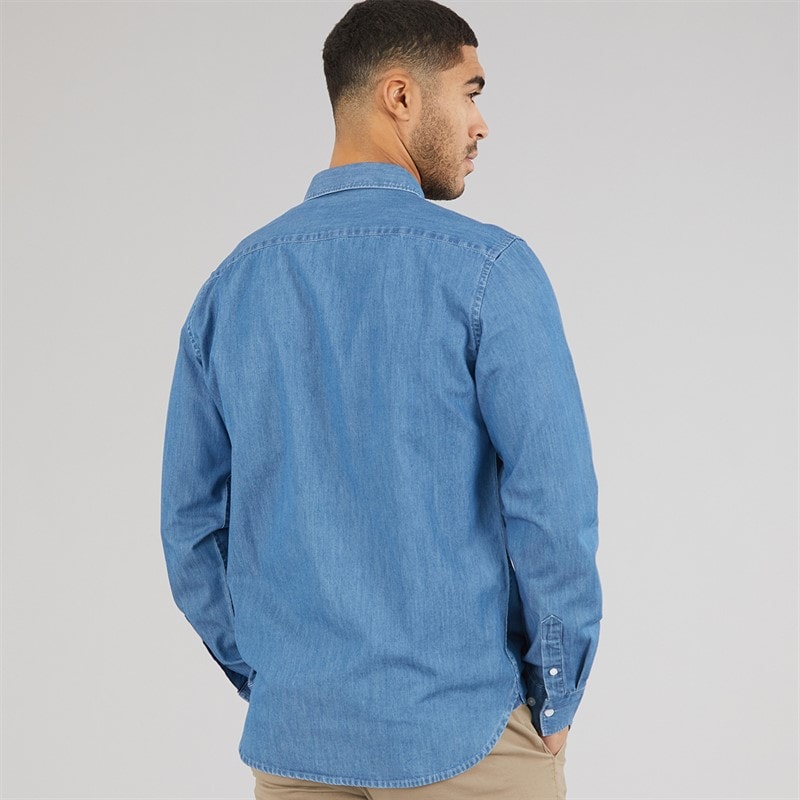 French Connection Mens Long Sleeve Denim Shirt Mid Wash - Image 2