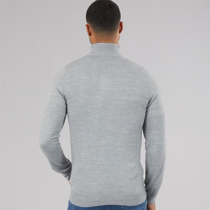 French Connection Mens Cash Half Zip Jumper Light Grey Mel - Image 2