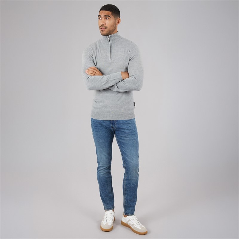 French Connection Mens Cash Half Zip Jumper Light Grey Mel - Image 3