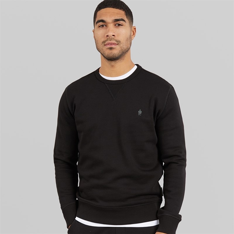 French Connection Mens FC Sweatshirt Black/Gunmetal - Image 1