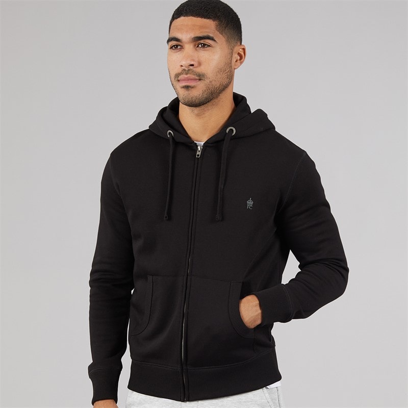 French Connection Mens FC Zip Hoodie Black/Gunmetal - Image 3