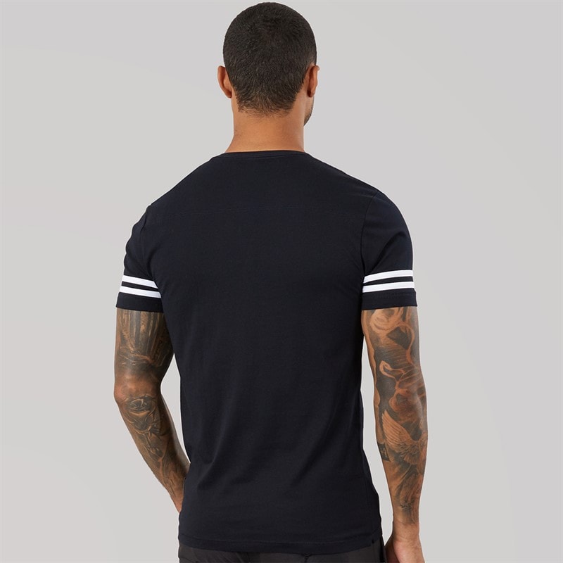 French Connection Mens Arm Stripes T-Shirt Marine/White - Image 2