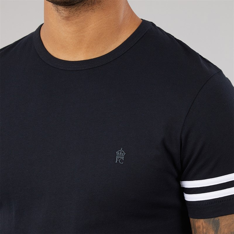 French Connection Mens Arm Stripes T-Shirt Marine/White - Image 3