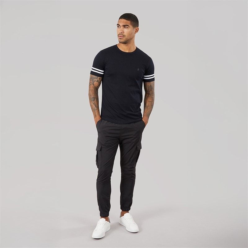 French Connection Mens Arm Stripes T-Shirt Marine/White - Image 4