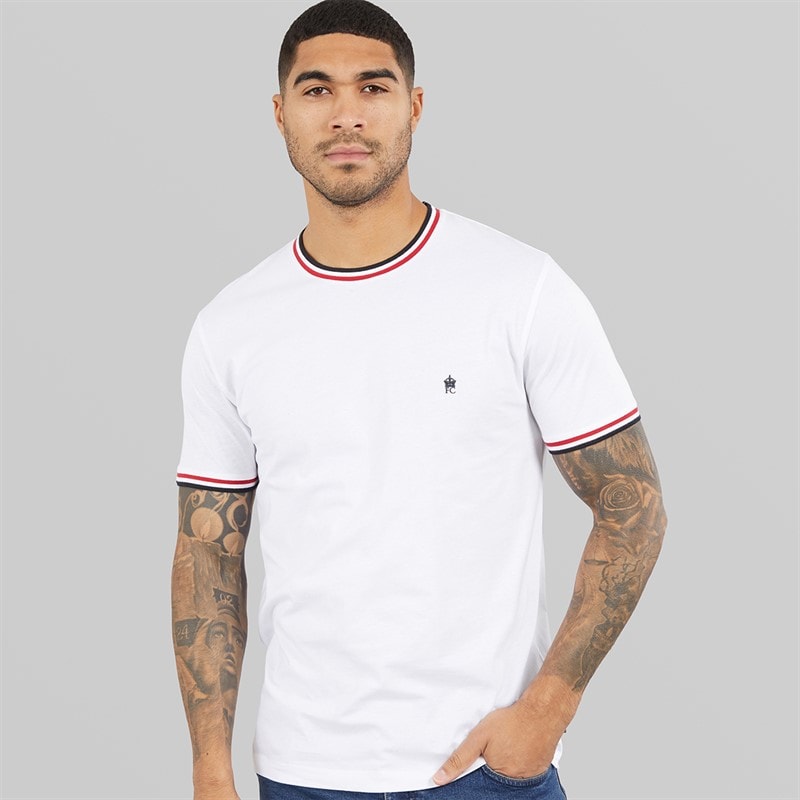 French Connection Mens 3 Col Ringer T-Shirt White