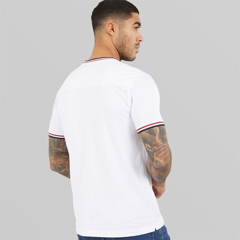 French Connection Mens 3 Col Ringer T-Shirt White - Image 2