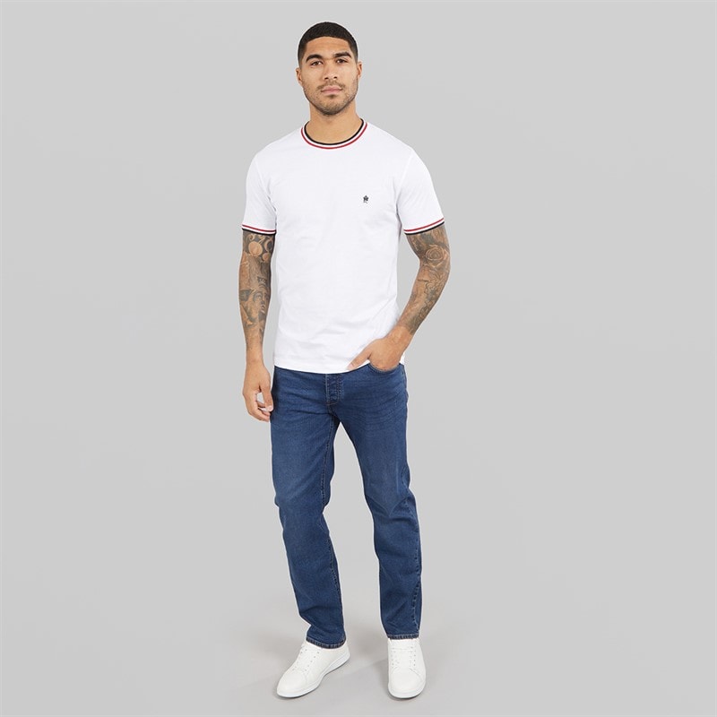 French Connection Mens 3 Col Ringer T-Shirt White - Image 4