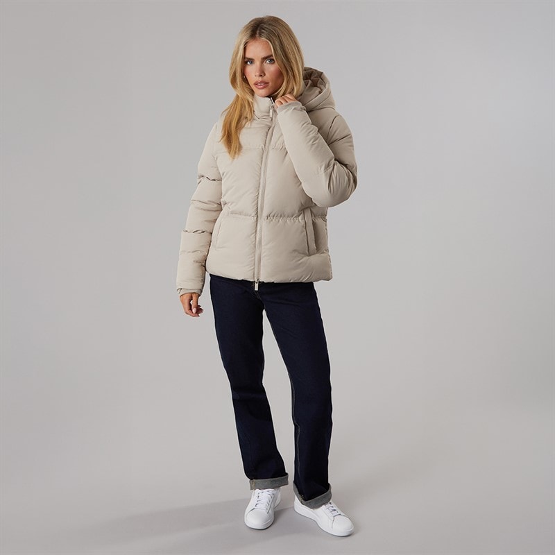 French Connection Womens Row Short Puffer Coat Light Taupe - Image 4