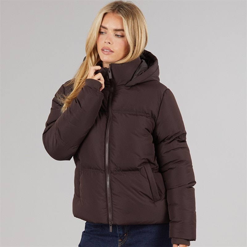 French Connection Womens Row Short Puffer Coat Chocolate - Image 3