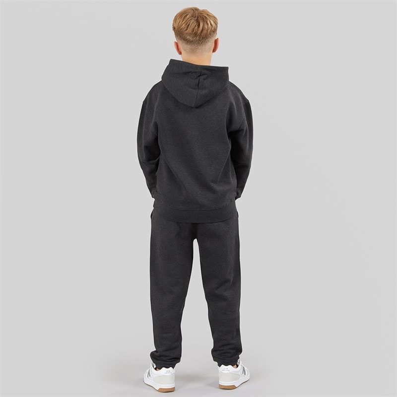 French Connection Boys Label Overhead Hoodie And Joggers Tracksuit Charcoal Melange/Ecru/Burnt Orange - Image 2