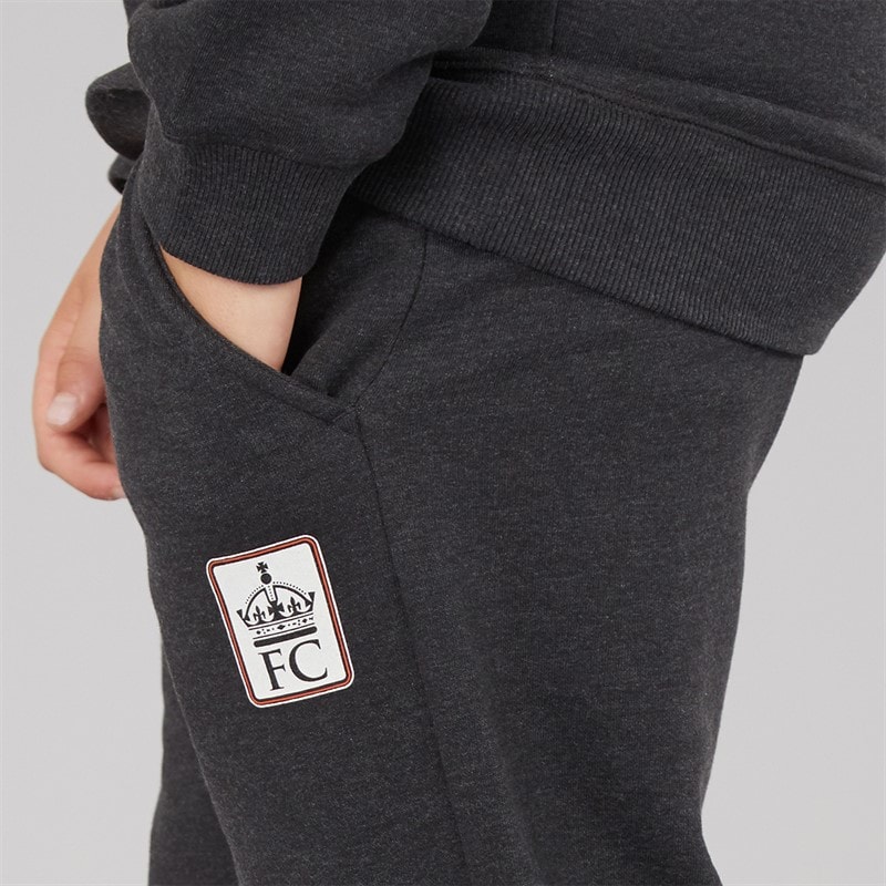 French Connection Boys Label Overhead Hoodie And Joggers Tracksuit Charcoal Melange/Ecru/Burnt Orange - Image 3