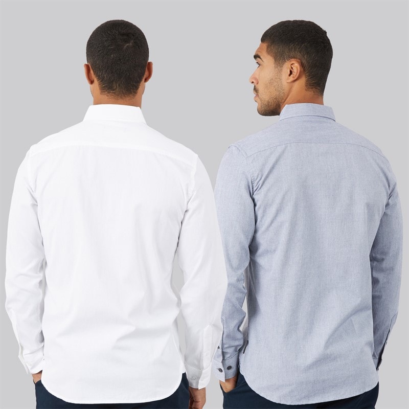 French Connection Mens Two Pack Oxford Shirts White/Marine - Image 2