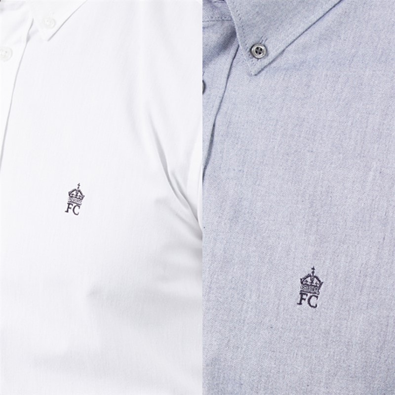 French Connection Mens Two Pack Oxford Shirts White/Marine - Image 3