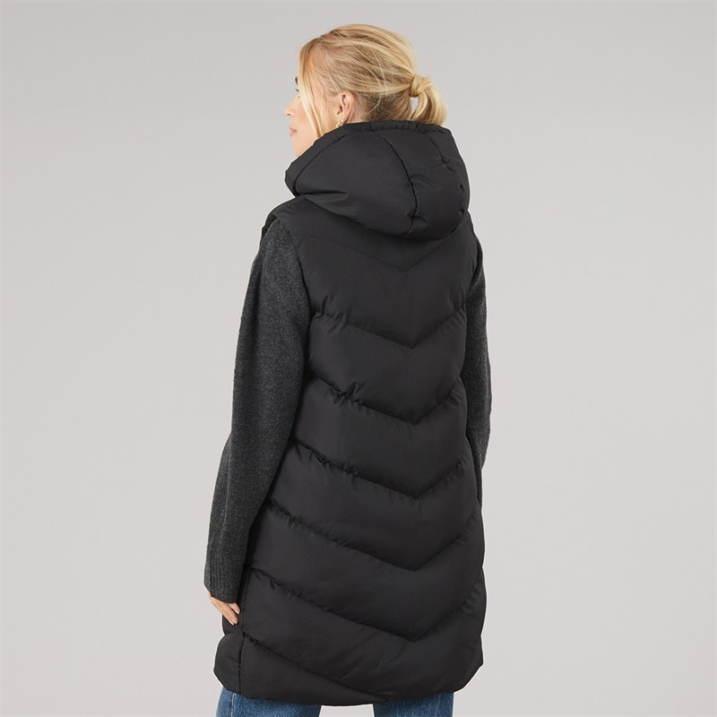 Onfire Womens Longline Hooded Gilet Black - Image 2
