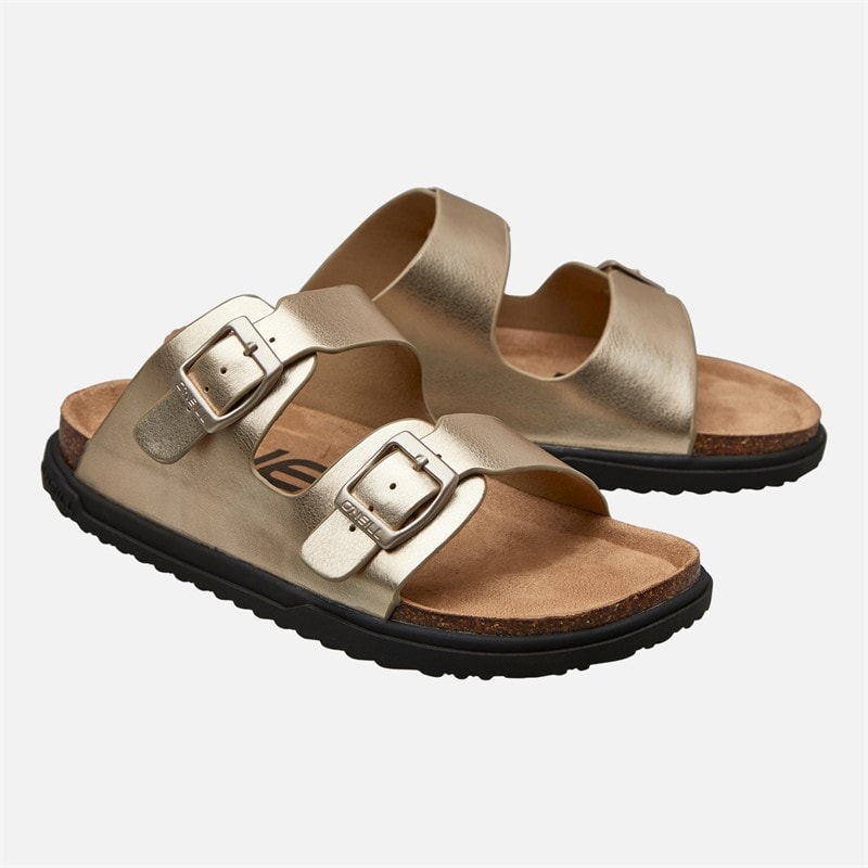 O'Neill Girls Haleiwa Double Buckle Sliders Gold - Image 1