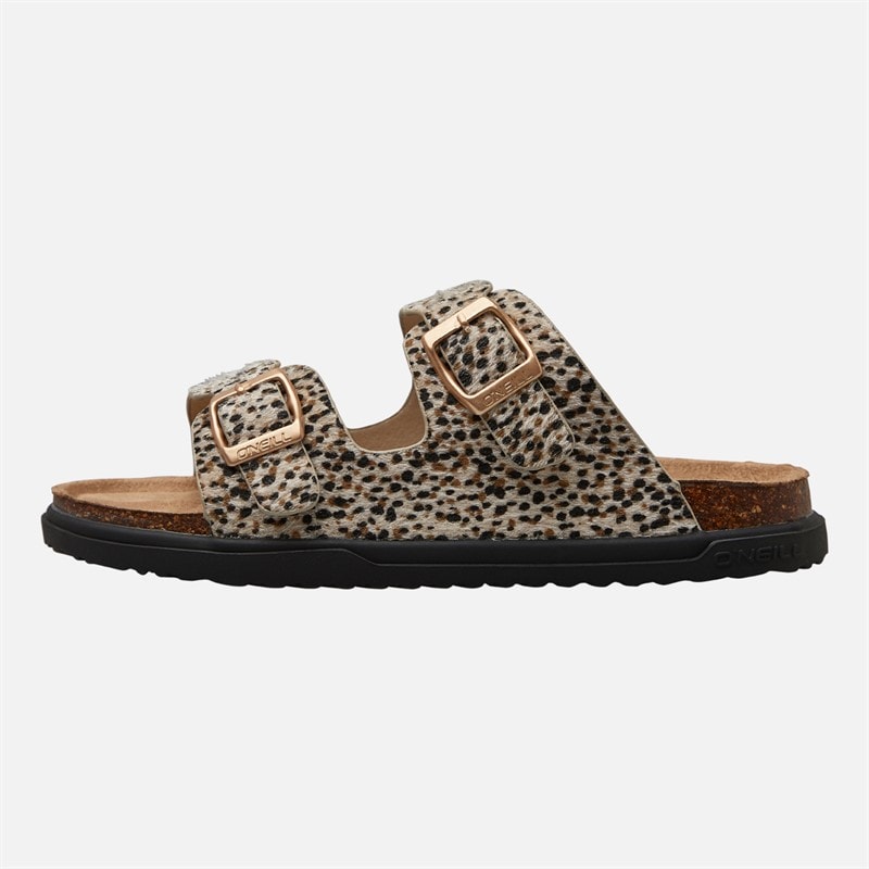 O'Neill Girls Junior Haleiwa Double Buckle Sliders Leopard - Image 2