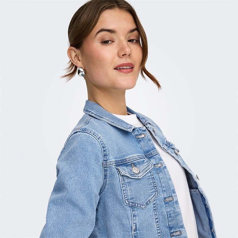 Only Womens Denim Jacket Light Blue Denim - Image 3