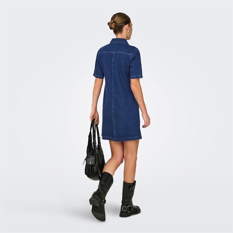 Only Womens Denim Dress Dark Blue Denim - Image 2